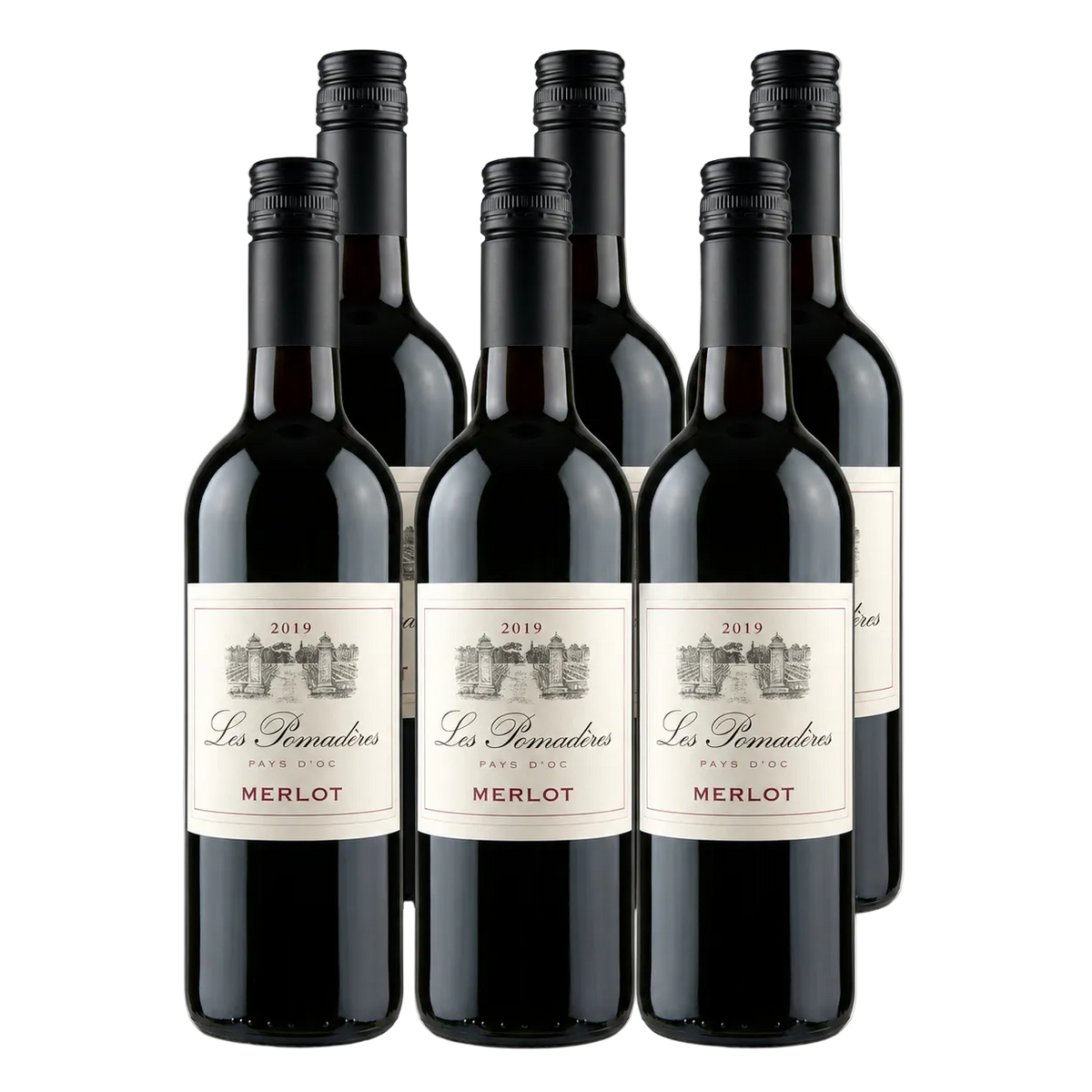 6 × Les Pomadères Merlot IGP Pays d’Oc 2019 Probierpaket