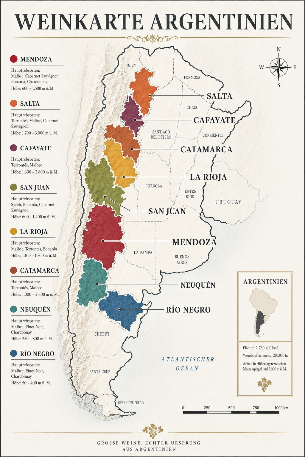 Große Weinkarte von Argentinien