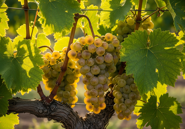 Botanische Detailaufnahme der Assyrtiko-Rebe