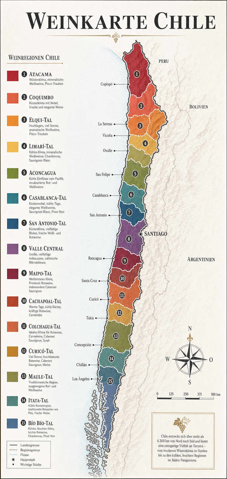 Große Weinkarte von Chile