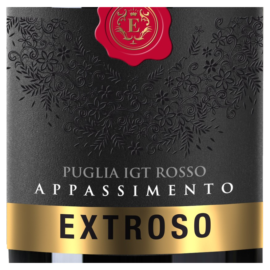 Extroso Puglia IGT Rosso Appassimento – originales Etikettdetail
