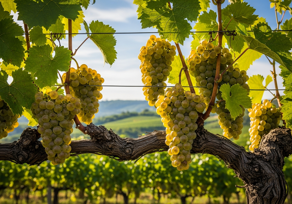 Botanische Detailaufnahme der Grüner Veltliner-Rebe