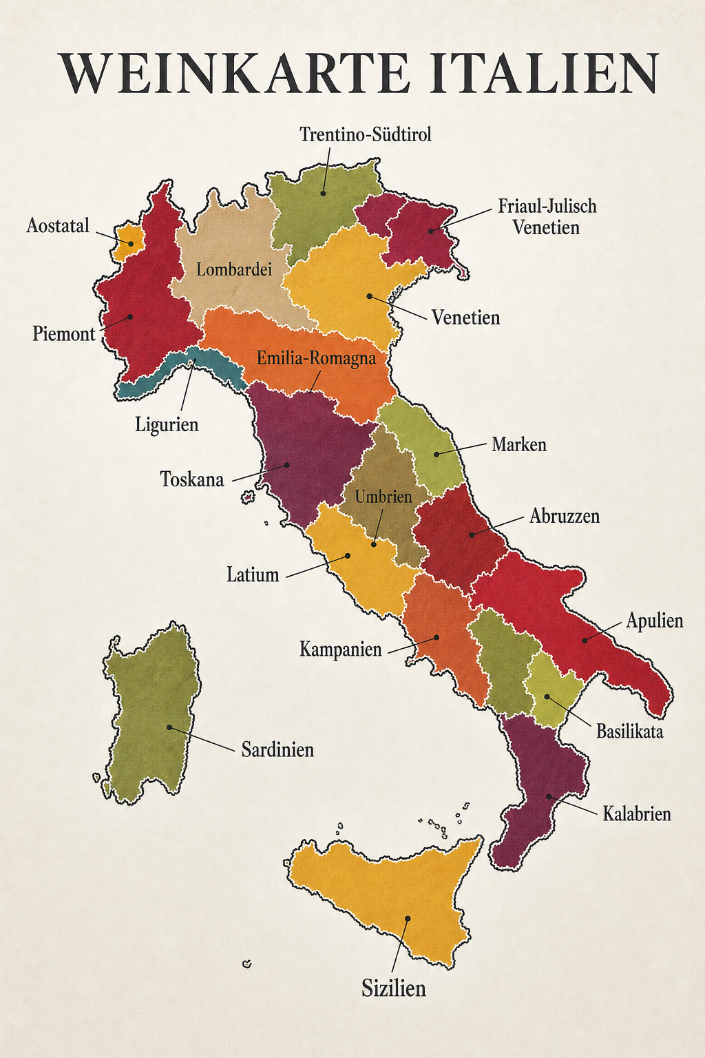 Große Weinkarte von Italien