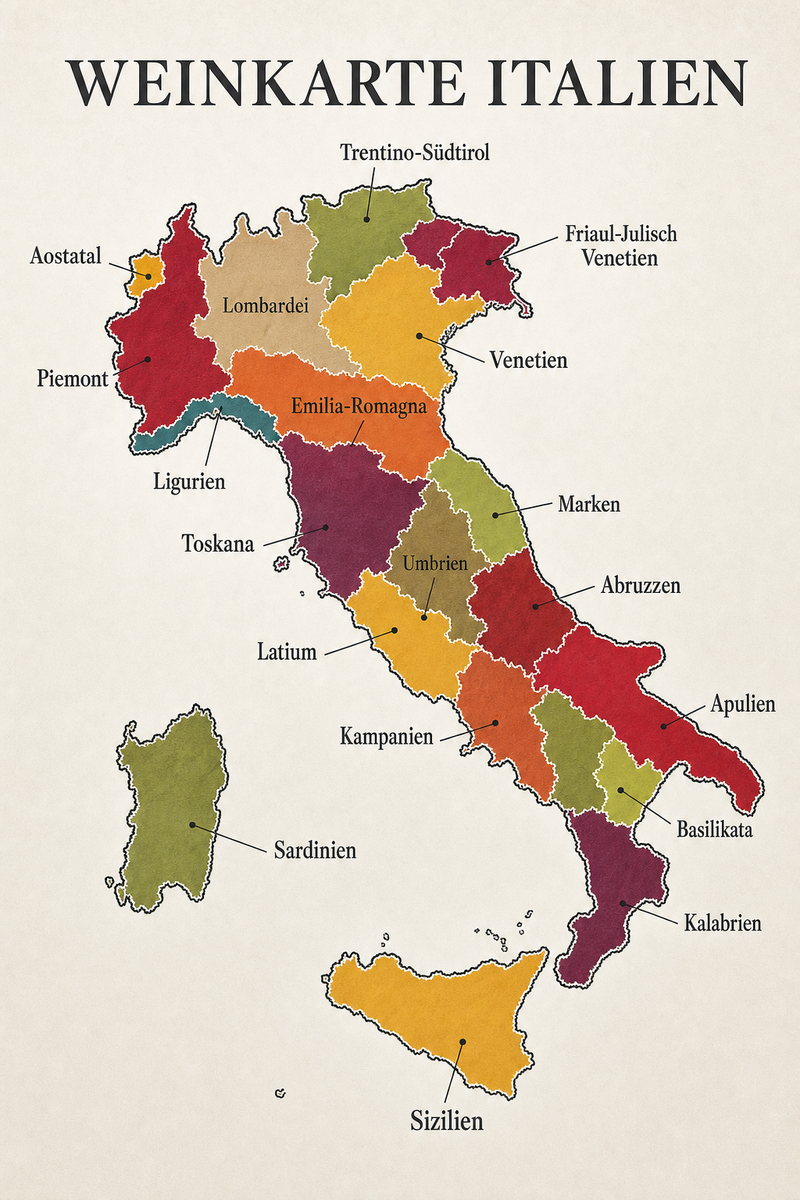Weinkarte von Italien