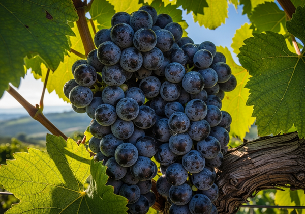 Botanische Detailaufnahme der Lambrusco Marani-Rebe