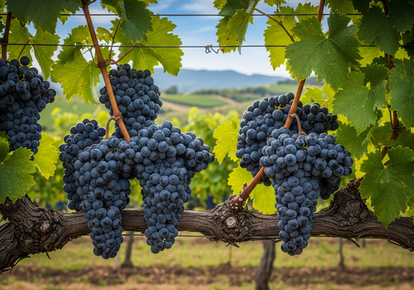 Botanische Detailaufnahme der Monastrell-Rebe