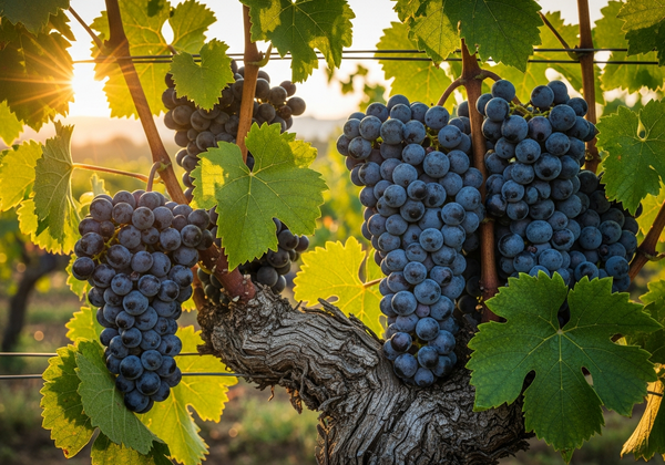 Botanische Detailaufnahme der Nero d'Avola-Rebe