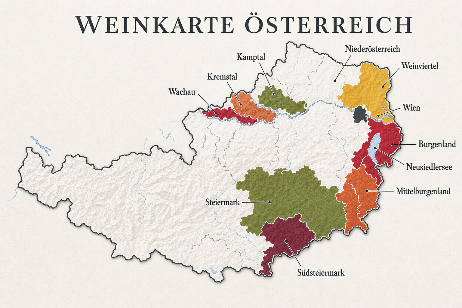 Große Weinkarte von Österreich