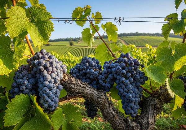 Botanische Detailaufnahme der Pinot Meunier-Rebe