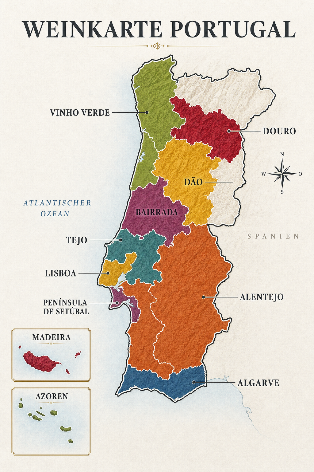 Große Weinkarte von Portugal