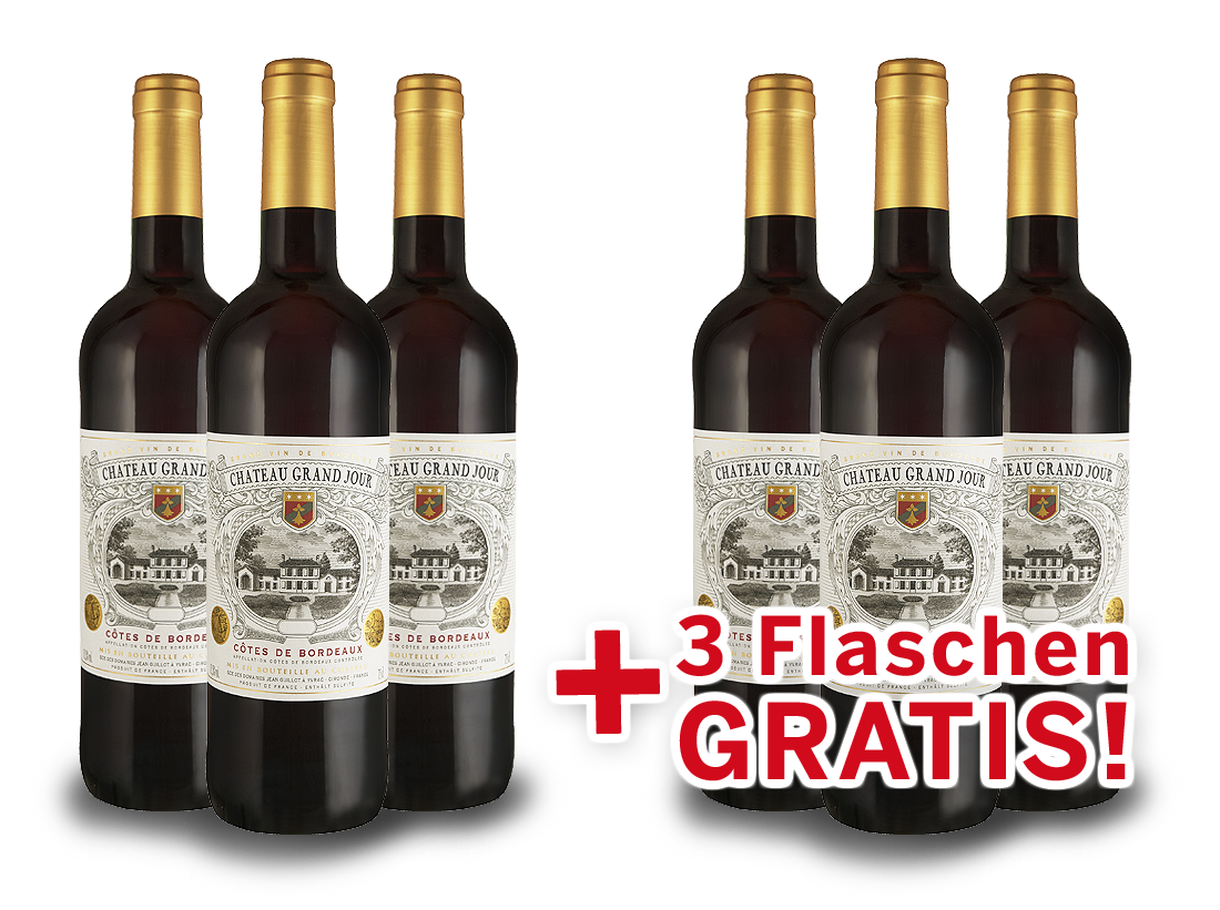 Vorteilspaket 6 für 3 Château Grand Jour Bordeaux 012951 ebrosia Weinshop DE