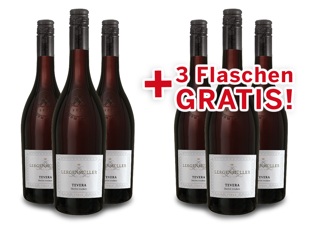 Vorteilspaket 6 für 3 Lergenmüller Merlot TEVERA 012294 ebrosia Weinshop DE