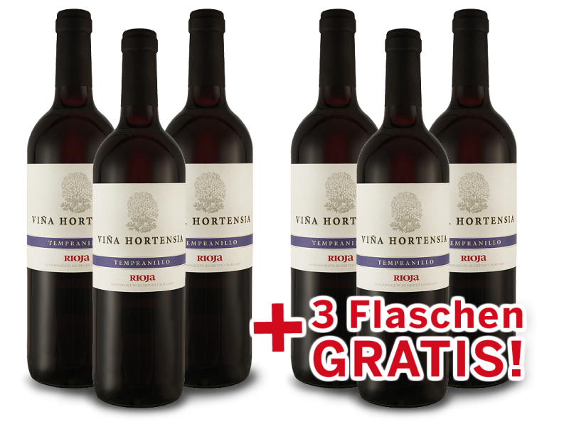 Vorteilspaket 6 für 3 Viña Hortensia Rioja Tempranillo Preferido Tinto