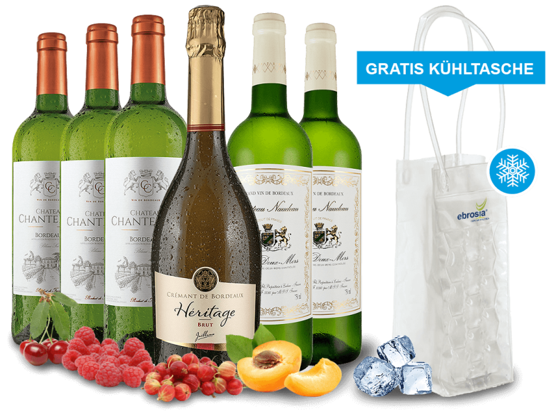 Probierpaket Bordeaux Weißweine inkl. Crémant und Cooling Bag gratis