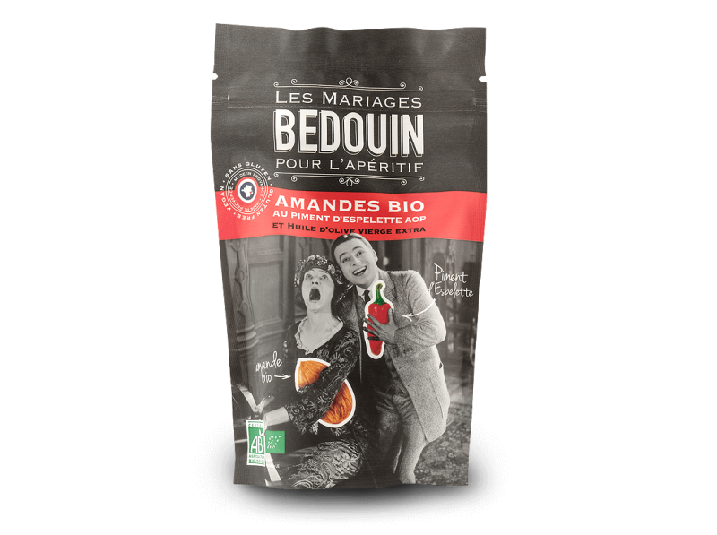 Les Mariages BEDOUIN Bio-Mandeln mit Piment d'Espelette Chili 125 g