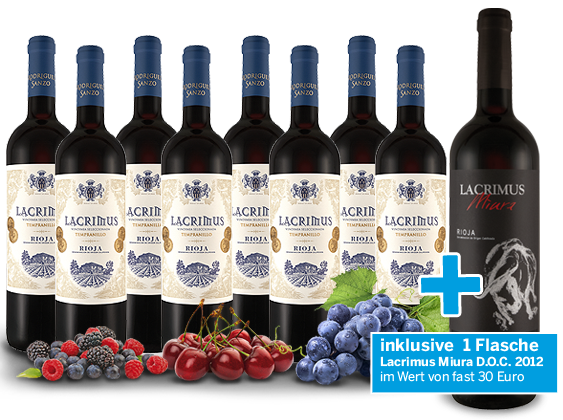 Vorteilspaket 8 Flaschen Rioja Lacrimus + 1 Flasche Lacrimus Miura