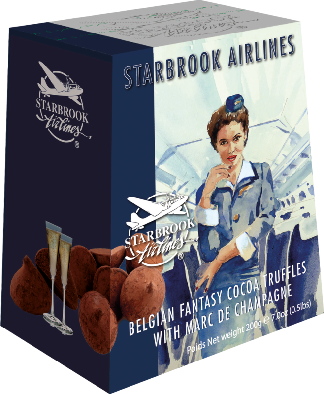 Starbrook Airlines Belgisches Kakaokonfekt mit Champagner 200 g