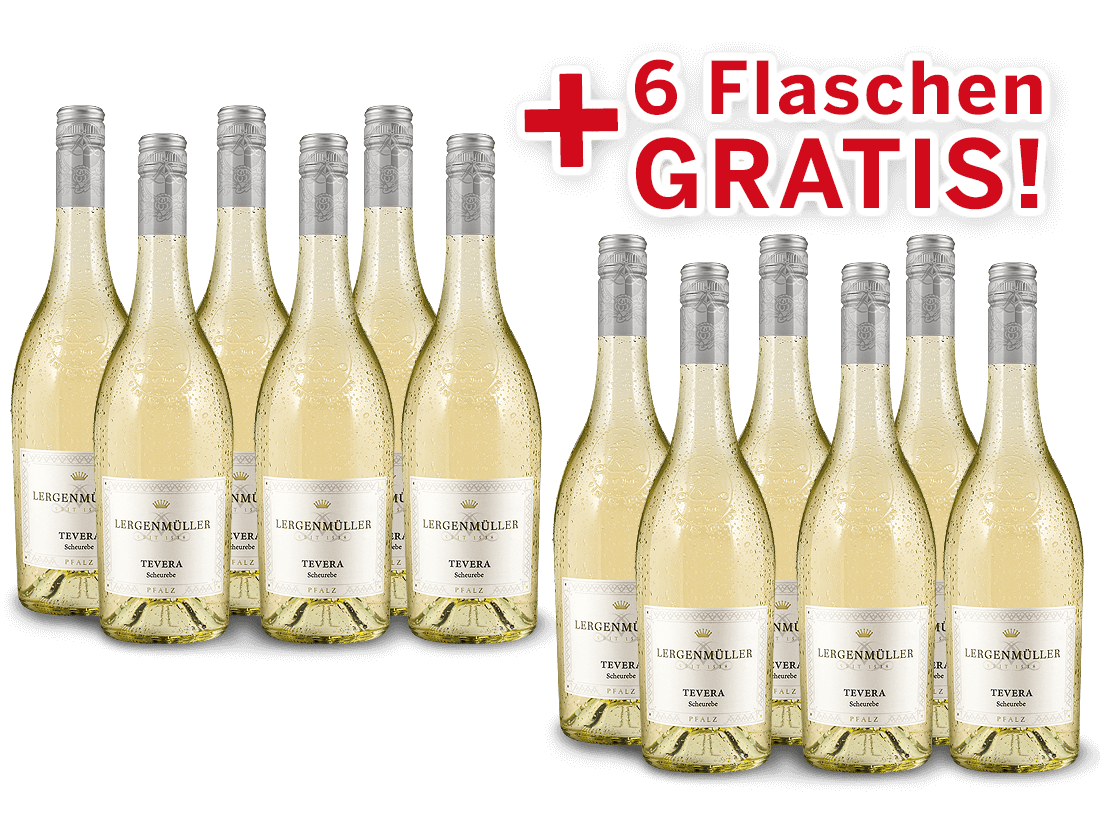 Vorteilspaket 12 für 6 Lergenmüller Scheurebe TEVERA feinherb 012849 ebrosia Weinshop DE