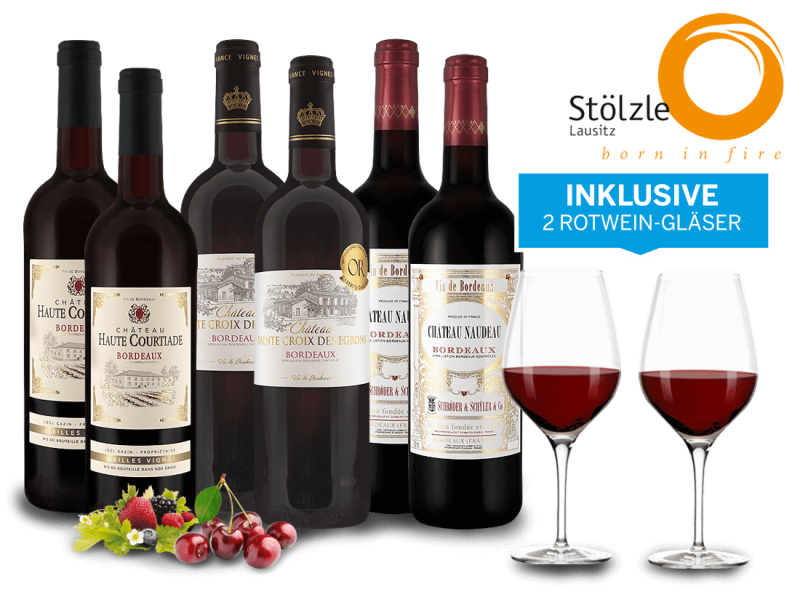 Vorteilspaket Bordeaux-Weine inkl. 2 Gläser