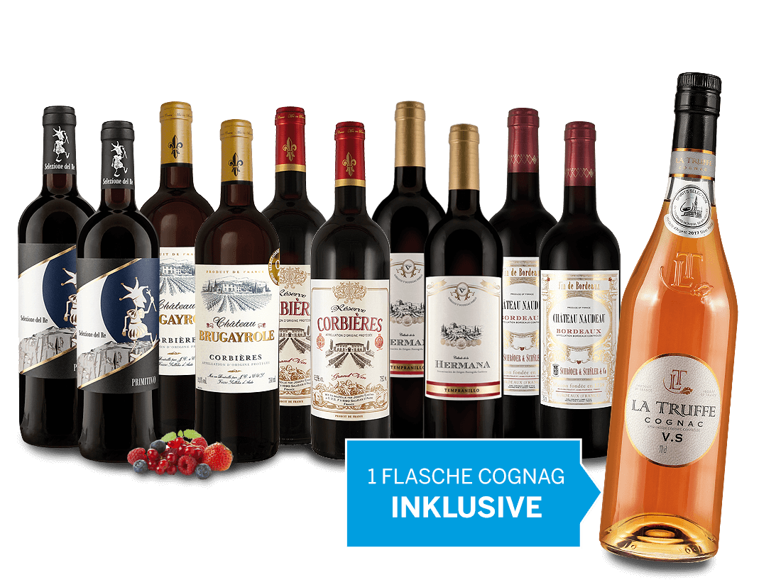 Weinspar-Paket inkl. 1 Flasche Cognac La Truffe