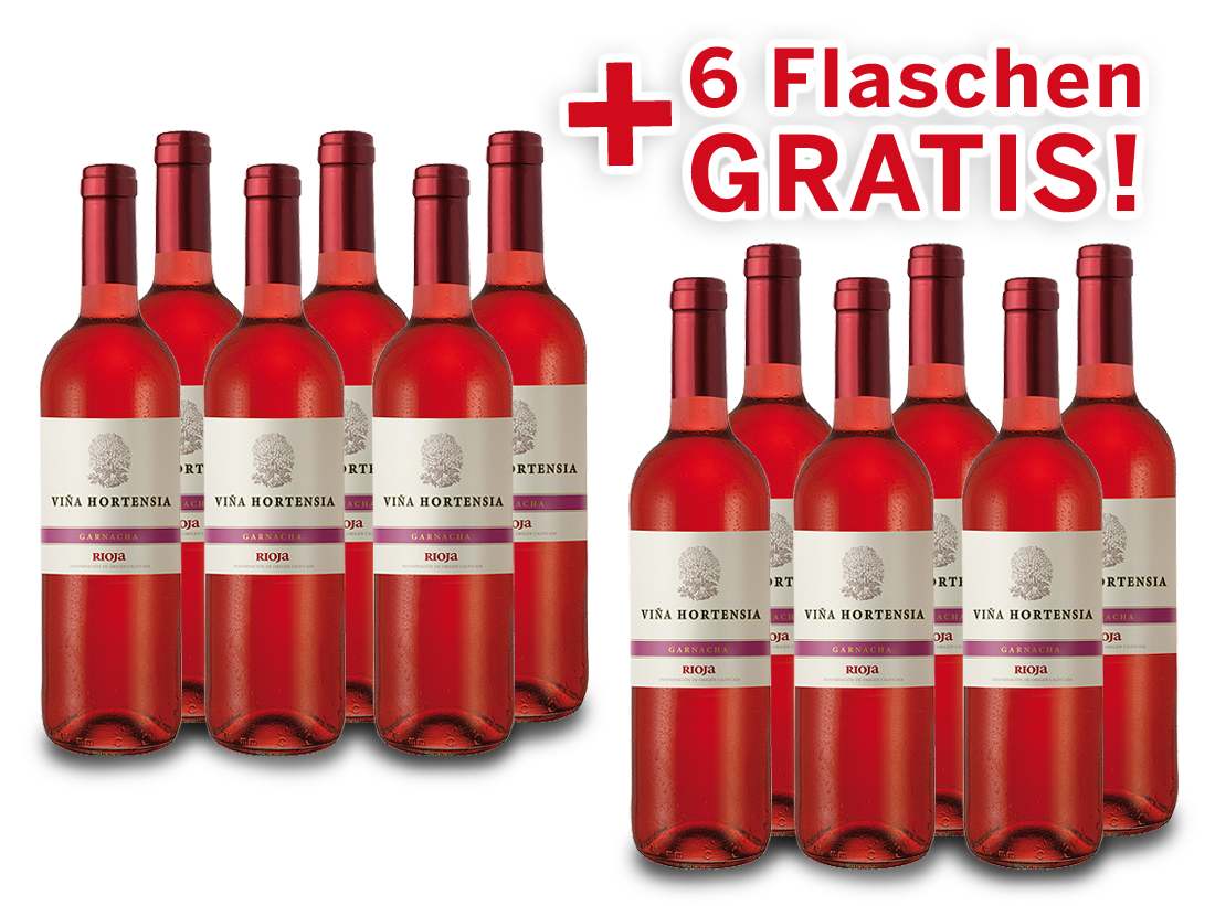 Vorteilspaket 12 für 6 Viña Hortensia Rioja Garnacha Preferido Rosado7,78? pro l