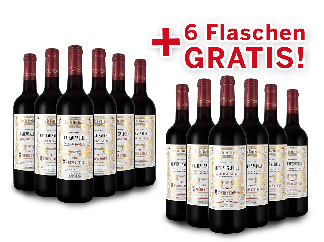 Vorteilspaket 12 für 6 Schröder & Schÿler Château Naudeau Bordeaux 013259 ebrosia Weinshop DE