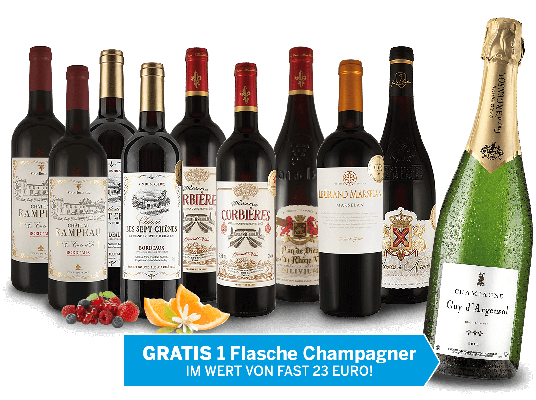 Image of Edle französische Rotweine und Champagner gratis