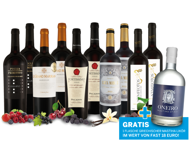Purer Rotwein-Genuss vom Mittelmeer und 1 Fl. Mastiha ONEIRO gratis