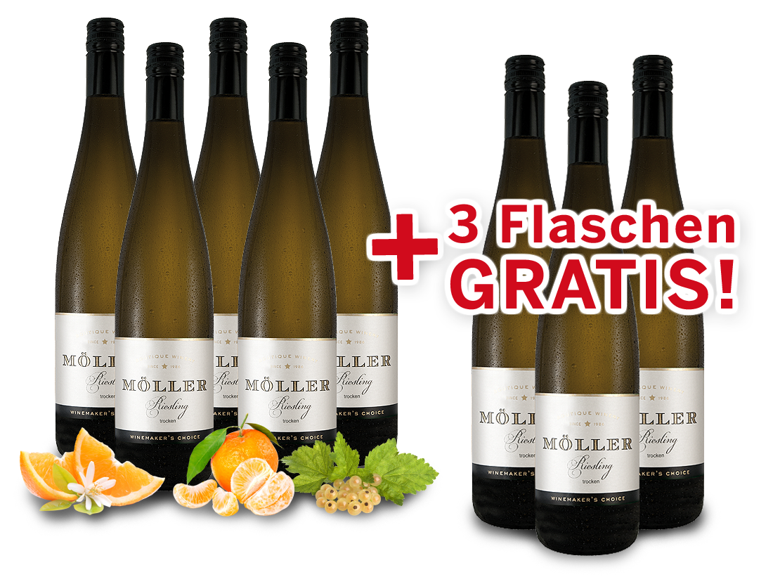 Vorteilspaket Möller Riesling 8 Flaschen davon 3 gratis8,33? pro l