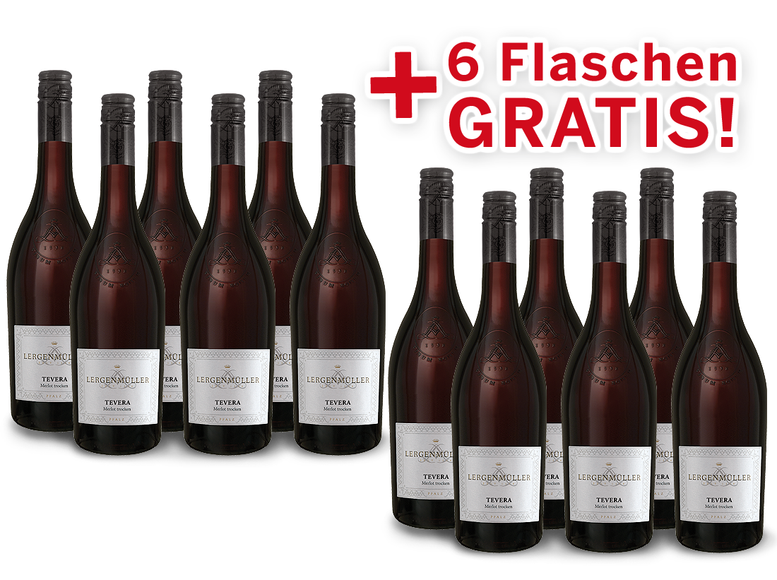 Vorteilspaket 12 für 6 Lergenmüller Merlot TEVERA 012850 ebrosia Weinshop DE